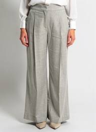Pantalon large fermeture zippée sous rabat avec crochet taille normale gris KOCCA femme