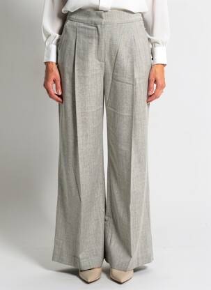 Pantalon large fermeture zippée sous rabat avec crochet taille normale gris KOCCA femme