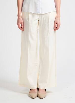Pantalon large fermeture zippée sous rabat avec crochet taille normale beige KOCCA femme