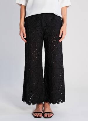 Pantalon large fermeture zip latéral noir SUNCOO femme
