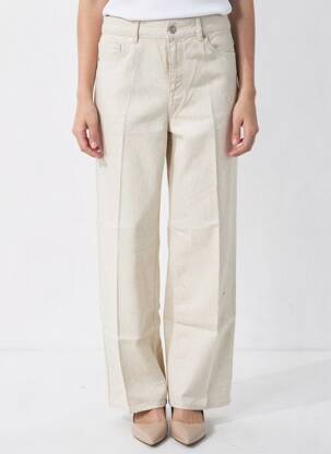 Pantalon large fermeture zippée sous rabat boutonné taille normale beige SELECTED femme