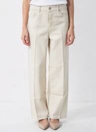 Pantalon large fermeture zippée sous rabat boutonné taille normale beige SELECTED femme