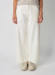 Pantalon large fermeture zippée sous rabat boutonné taille normale beige SUNCOO femme