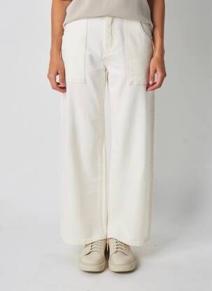 Pantalon large fermeture zippée sous rabat boutonné taille normale beige SUNCOO femme