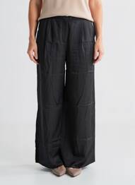 Pantalon large fermeture zippée sous rabat boutonné taille normale noir AMERICAN VINTAGE femme