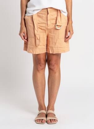 Bermuda tissage popeline taille normale orange REIKO femme