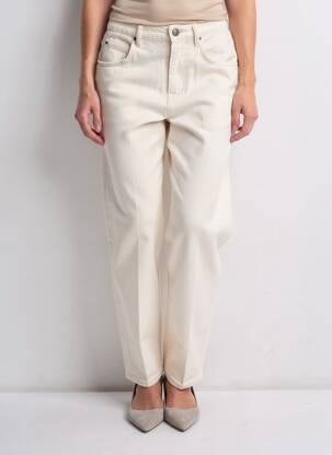 Pantalon droit fermeture zippée sous rabat boutonné taille normale beige AMERICAN VINTAGE femme