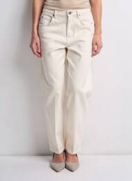 Pantalon droit fermeture zippée sous rabat boutonné taille normale beige AMERICAN VINTAGE femme