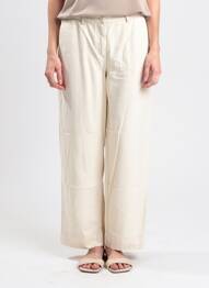 Pantalon large fermeture zippée sous rabat boutonné taille normale beige AMERICAN VINTAGE femme