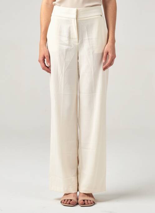 Pantalon large fermeture zippée sous rabat avec crochet taille normale beige KOCCA femme