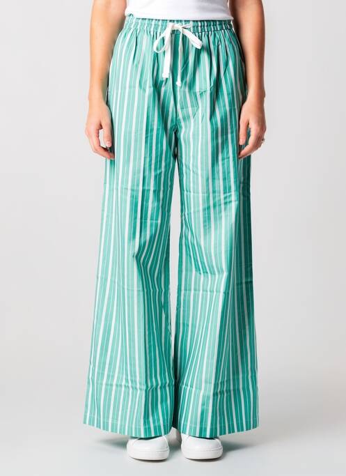 Pantalon large tissage popeline taille normale vert SUNCOO femme