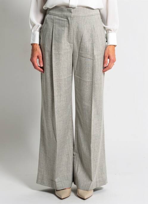 Pantalon large fermeture zippée sous rabat avec crochet taille normale gris KOCCA femme