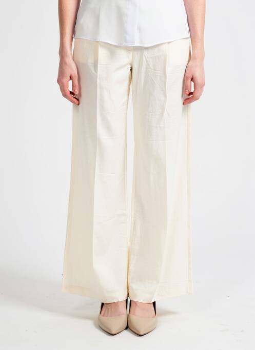 Pantalon large fermeture zippée sous rabat avec crochet taille normale beige KOCCA femme