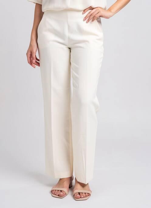 Pantalon droit tissage crêpe taille haute beige KOCCA femme