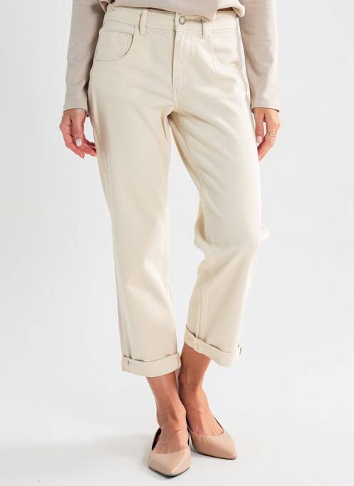 Pantalon 7/8 stretch taille normale beige REIKO femme