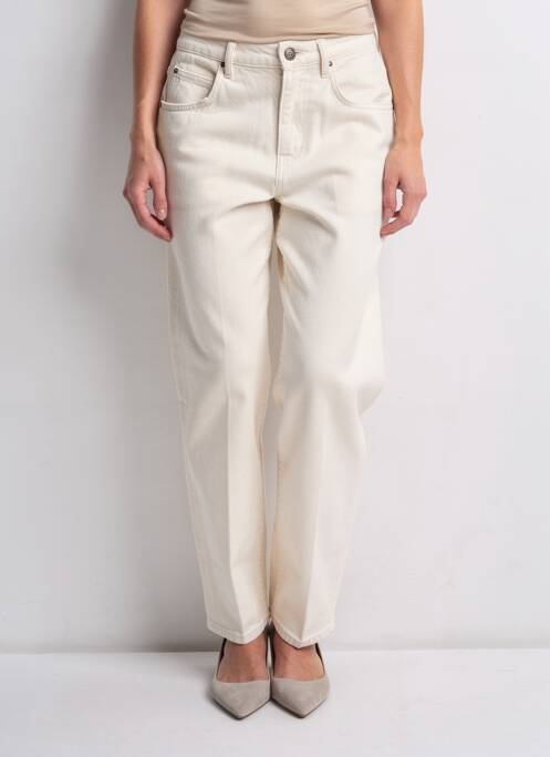 Pantalon droit fermeture zippée sous rabat boutonné taille normale beige AMERICAN VINTAGE femme