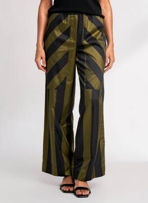 Pantalon large coupe fluide taille normale vert ALEMBIKA femme