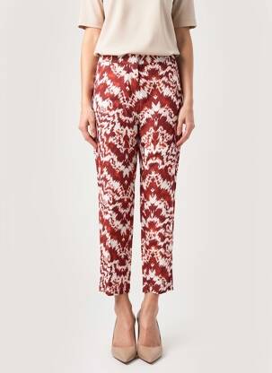 Pantalon droit tissage crêpe taille normale orange ZYGA femme