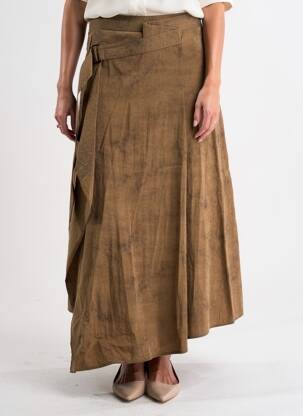Jupe longue coupe asymétrique marron CPC femme