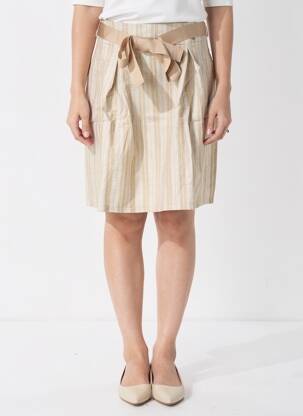Jupe mi-longue taille à pinces beige YES.ZEE femme