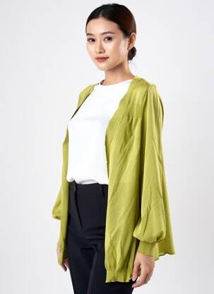 Gilet manches longues resserrée sur le bas vert KUIT KUIT femme
