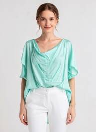 Top stretch manches courtes bleu OZAI N KU femme