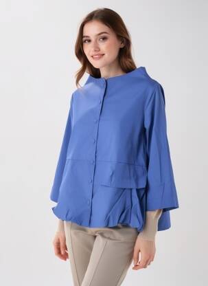 Veste casual fermeture boutonnée sur le devant bleu OZAI N KU femme