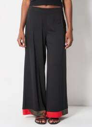 Pantalon large poches taille normale noir OZAI N KU femme