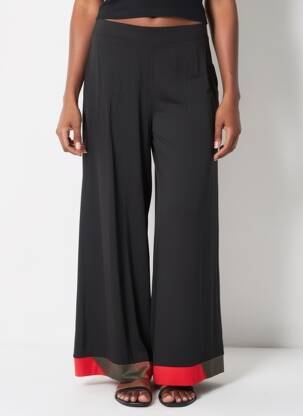 Pantalon large poches taille normale noir OZAI N KU femme