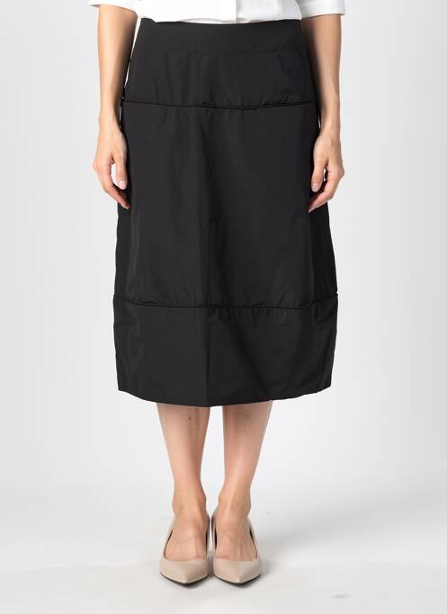 Jupe mi-longue fermeture zip latéral noir OZAI N KU femme