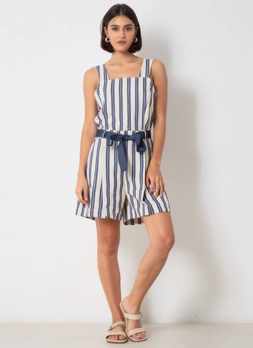 Combishort col carré fines bretelles bleu YES.ZEE femme