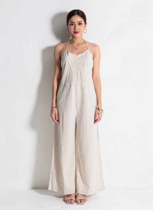 Combi-pantalon tissage crêpe fines bretelles beige BSB femme