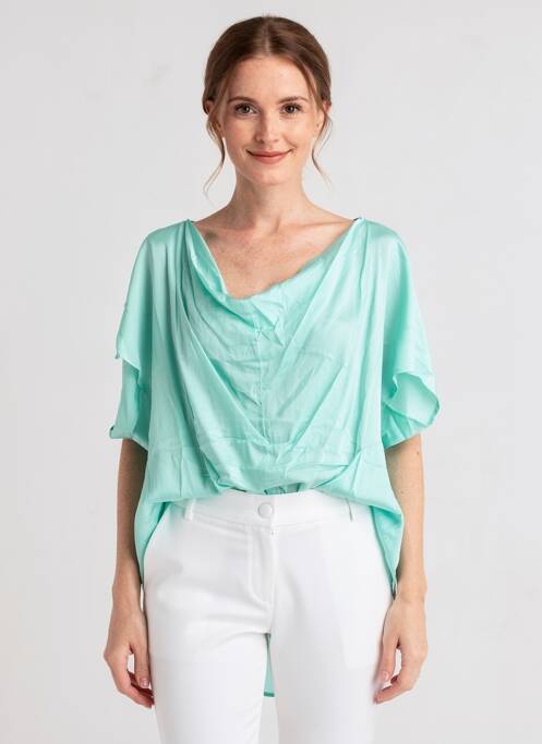 Top stretch manches courtes bleu OZAI N KU femme