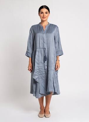 Robe mi-longue manches 3/4 manches 3/4 bleu CPC femme