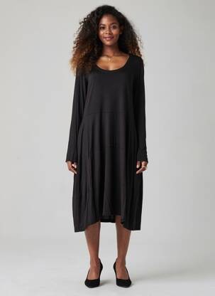 Robe mi-longue manches longues manches longues noir COMPLETO femme