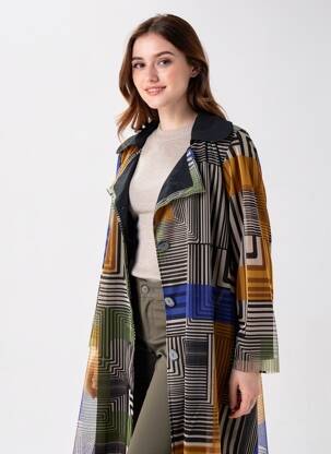 Trench fermeture boutonnée sur le devant sans capuche noir KOZAN femme