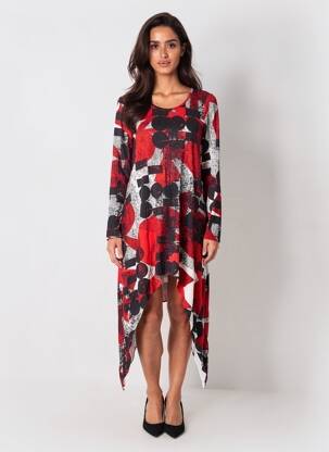 Robe courte manches longues manches longues rouge KOZAN femme