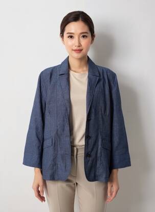 Veste casual col tailleur bleu CPC femme
