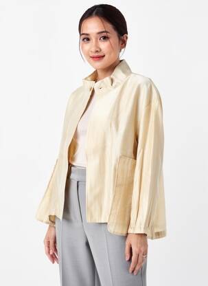 Veste casual col rond beige CPC femme