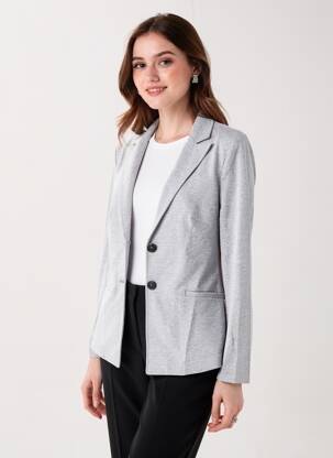 Veste casual col tailleur gris PLEASE femme