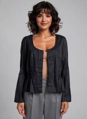 Veste casual col rond noir HEBBEDING femme