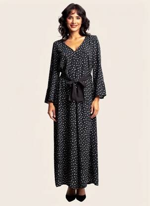 Combi-pantalon fermeture zippée au dos manches longues noir HUMILITY femme
