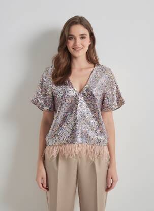 Top stretch manches courtes gris DIXIE femme