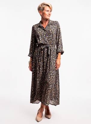 Robe longue manches longues manches longues noir PAZ TORRAS femme