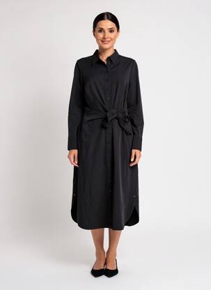 Robe longue tissage popeline manches longues noir ROBE LEGERE BY VERA MONT femme