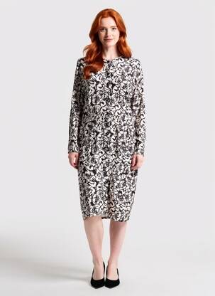 Robe mi-longue coupe fluide manches longues noir HARRIS WILSON femme