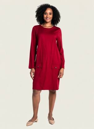 Robe mi-longue manches longues manches longues rouge SURKANA femme