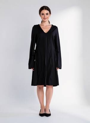 Robe mi-longue manches longues manches longues noir LA FEE MARABOUTEE femme