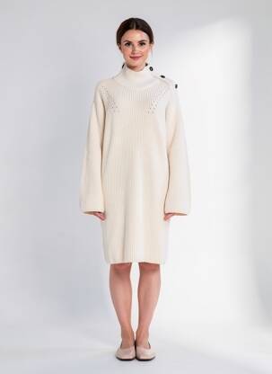 Robe pull stretch manches longues beige LA FEE MARABOUTEE femme
