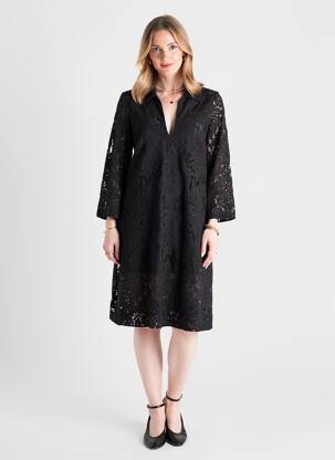 Robe mi-longue manches longues manches longues noir LA FEE MARABOUTEE femme